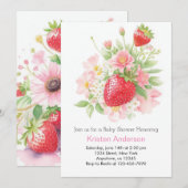 Whimsical Strawberry Girl Baby shower Kaart (Voorkant / Achterkant)