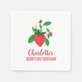 Whimsical Strawberry met Bloemen Details Servet (Voorkant)