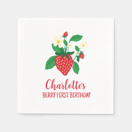 Whimsical Strawberry met Bloemen Details Servet