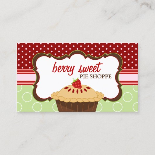 Whimsical Strawberry Pie Bakery Visitekaartje (Voorkant)