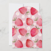 Whimsical Strawberry Red & Pink 1st Birthday  Invi Kaart (Achterkant)
