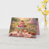 Whimsical Strawberry Shortcake verjaardagspicknick Kaart (Gele Bloem)