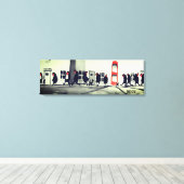 Whimsical street art stretched canvas Print (Insitu (Houten vloer))