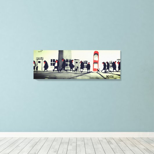 Whimsical street art stretched canvas Print (Insitu (Houten vloer))