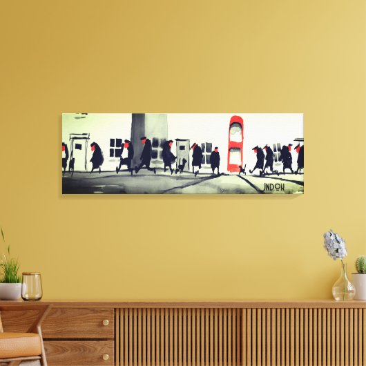 Whimsical street art stretched canvas Print (Insitu (Woonkamer))