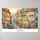 Whimsical Street Uitzicht van Prague AI Art Poster (Voorkant)