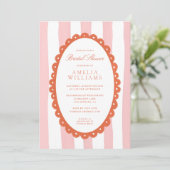 Whimsical Strepen Coquette Bruiloftsfeest Kaart (Staand voorkant)
