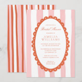 Whimsical Strepen Coquette Bruiloftsfeest Kaart (Voorkant / Achterkant)