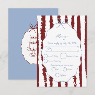 Whimsical Strepen Handgeschilderde Huwelijk RSVP Kaartje