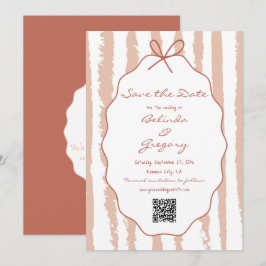 Whimsical Strepen Handgeschilderde Huwelijk Save The Date