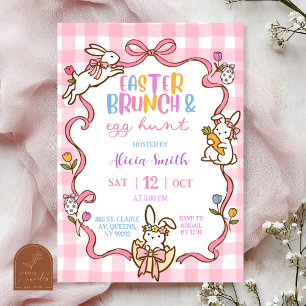 Whimsical Strepen Pasen Brunch en Eierjacht uitnod Kaart