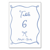 Whimsical strik & linten Frans blauw bruiloft Kaart (Achterkant)