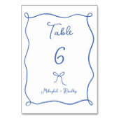 Whimsical strik & linten Frans blauw bruiloft Kaart (Voorkant)