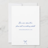 Whimsical strik & linten Frans blauw bruiloft Kaart (Achterkant)