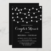Whimsical String Lights Black Couples Shower Kaart (Voorkant / Achterkant)