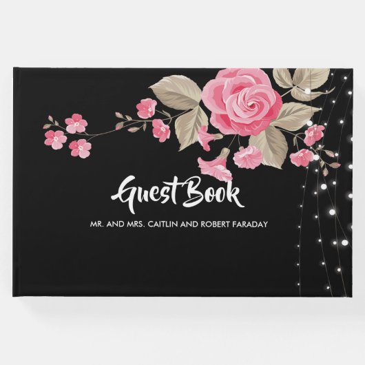 Whimsical String Lights Black Gastenboek (Voorkant)