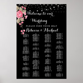 Whimsical String Lights Black Poster