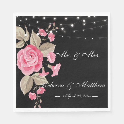 Whimsical String Lights Black Servet (Voorkant)