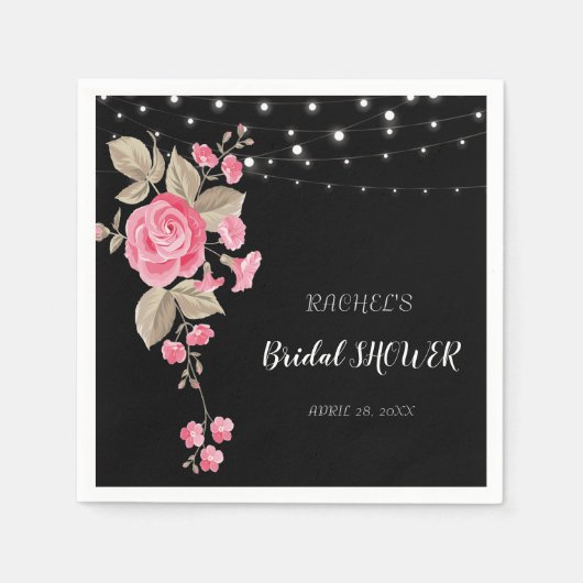 Whimsical String Lights Black Servet (Voorkant)