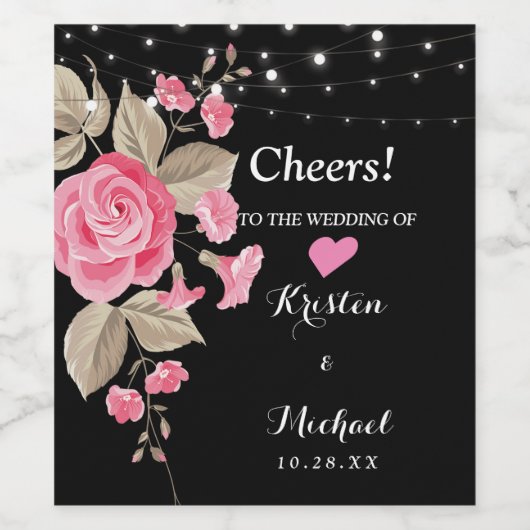 Whimsical String Lights Black Wijn Etiket (Enkel label)