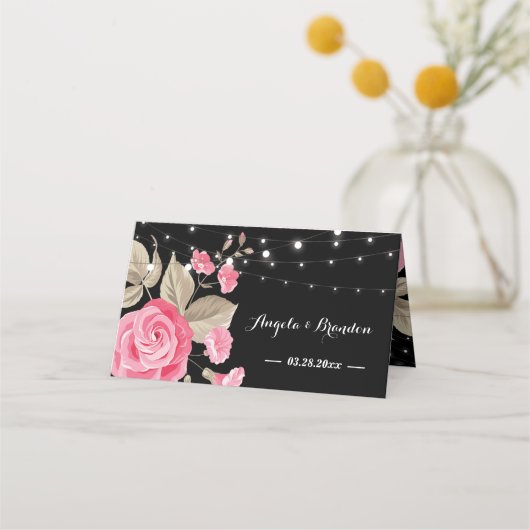 Whimsical String Lights BlackPlace Kaart Plaatskaartje (Achterkant)