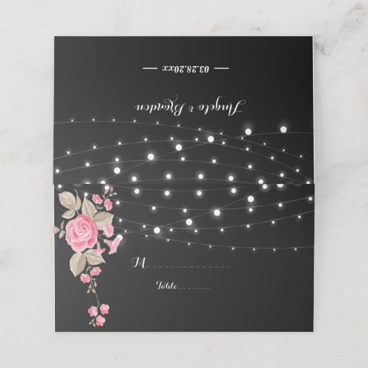 Whimsical String Lights BlackPlace Kaart Plaatskaartje (Buitenkant ongevouwen)