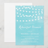 Whimsical String Lights Blauw repetitie diner Kaart (Voorkant / Achterkant)