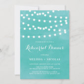 Whimsical String Lights Blauwgroen repetitie diner Kaart (Voorkant)