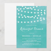 Whimsical String Lights Blauwgroen repetitie diner Kaart (Voorkant / Achterkant)