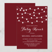 Whimsical String Lights Bourgondië Baby shower Kaart (Voorkant / Achterkant)