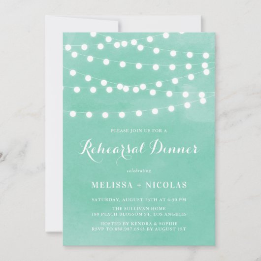 Whimsical String Lights Groene repetitie diner Kaart (Voorkant)