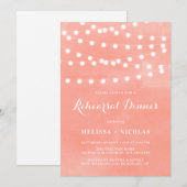 Whimsical String Lights Koraal repetitie diner Kaart (Voorkant / Achterkant)