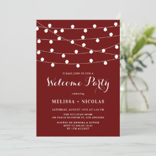 Whimsical String Lights Red Welcome Kaart