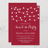 Whimsical String Lights Rood Zoet 16 Party Kaart (Voorkant / Achterkant)