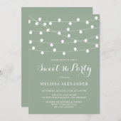 Whimsical String Lights Sage Green Sweet 16 Party Kaart (Voorkant / Achterkant)