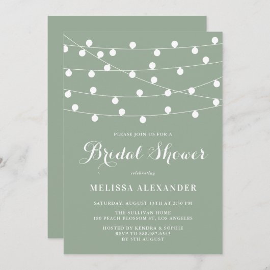 Whimsical String Lights Sage Groen Vrijgezellenfee Kaart (Voorkant / Achterkant)