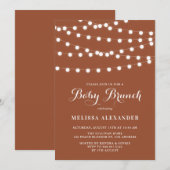 Whimsical String Lights Terracotta Baby Brunch Kaart (Voorkant / Achterkant)