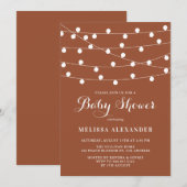 Whimsical String Lights Terracotta Baby shower Kaart (Voorkant / Achterkant)