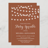 Whimsical String Lights Terracotta Baby Sprinkle Kaart (Voorkant / Achterkant)