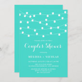 Whimsical String Lights Turquoise Couples Douche Kaart (Voorkant / Achterkant)