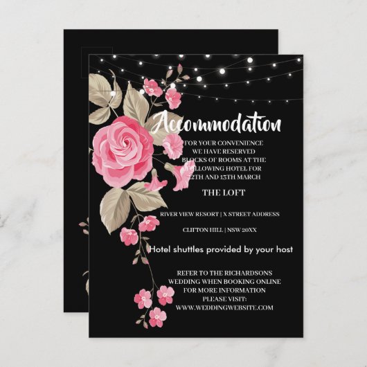 Whimsical String Lights Zwart Accommodatie kaart (Voorkant / Achterkant)