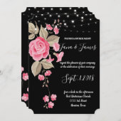 Whimsical String Lights Zwart bruiloft Kaart (Voorkant / Achterkant)