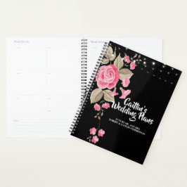 Whimsical String Lights Zwart Bruiloft planner