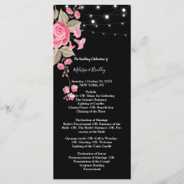 Whimsical String Lights Zwart ceremonie Programma' Programmakaart