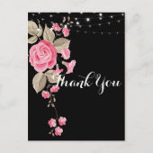 Whimsical String Lights Zwart Dank u Briefkaart (Voorkant)