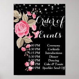 Whimsical String Lights Zwart Orde Poster