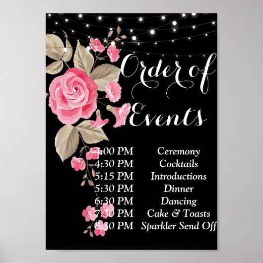 Whimsical String Lights Zwart Orde Poster (Voorkant)