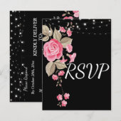 Whimsical String Lights Zwart RSVP Uitnodiging Briefkaart (Voorkant / Achterkant)