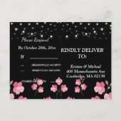 Whimsical String Lights Zwart RSVP Uitnodiging Briefkaart (Achterkant)