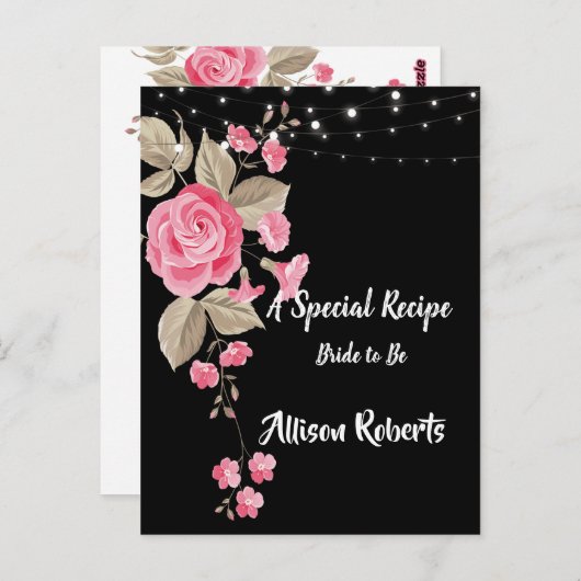 Whimsical String Lights Zwart Vrijgezellenfeest Briefkaart (Voorkant / Achterkant)